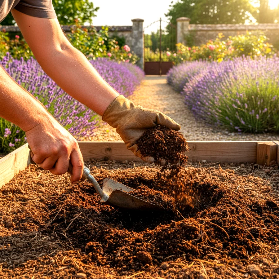 Préparation du sol avec compost pour potager facile débutant