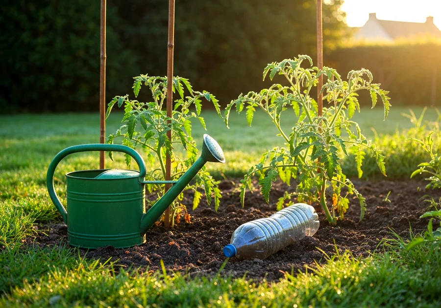 Astuces d'arrosage pour potager facile débutant avec bouteille enterrée