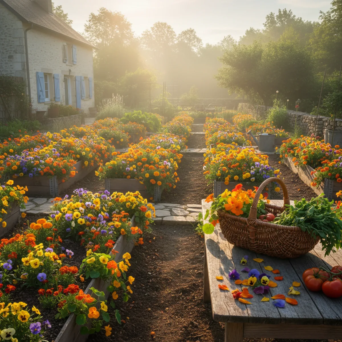 Fleurs comestibles dans un jardin idée déco jardin