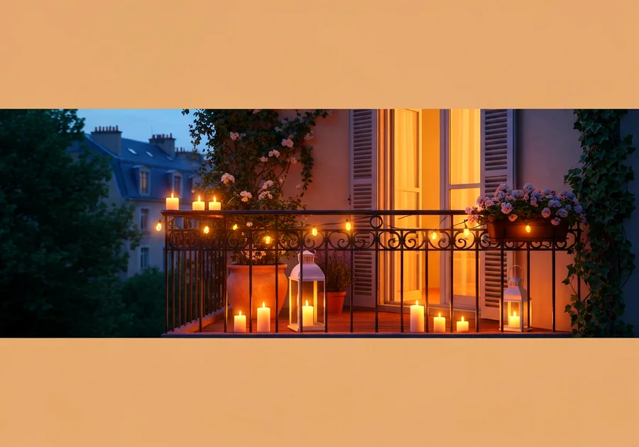 Éclairage de terrasse balcon avec guirlandes lumineuses