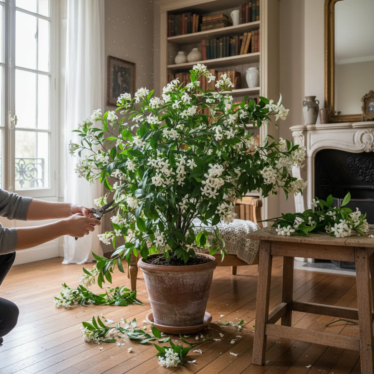 Taille d'un oranger du Mexique en fleurs