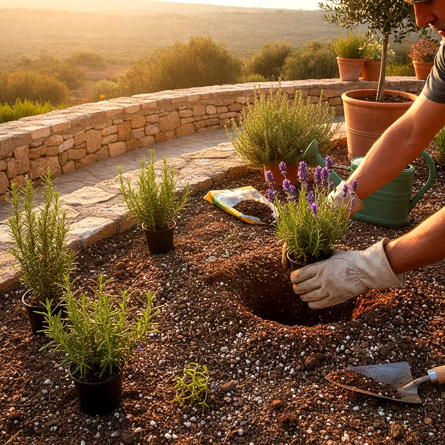 Préparer le sol : drainage et amendement pour un massif méditerranéen