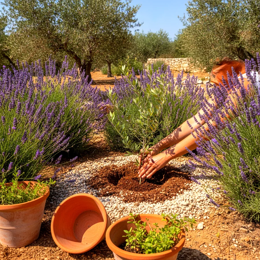Les meilleures plantes compagnes pour un massif avec olivier
